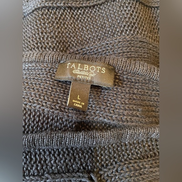 Talbots Petites Sleeveless Black 100% Linen Pullover Cable Knit Sweater Size L - Picture 4 of 5